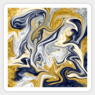 Trendy cool stylish gold yellow navy blue liquid marble abstract swirl pattern Sticker